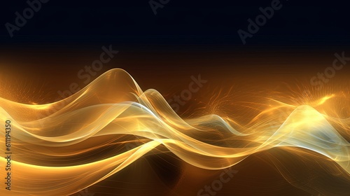 0802. Golden Sunrise Digital Wave Background. Generative AI