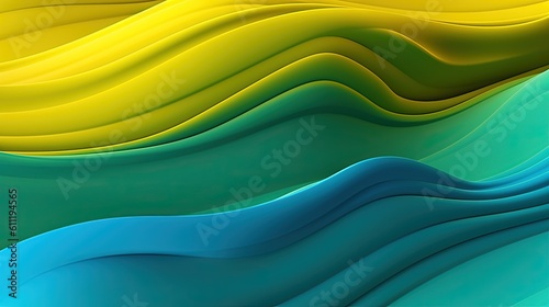 0823. Green Yellow and Blue Digital Waves Background. Generative AI