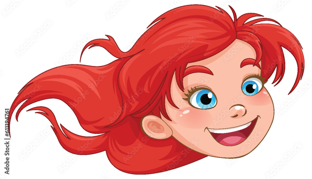 Cute girl head smiling isolated Cute girl head smiling isolated