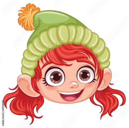 Cute Girl in Winter Hat with Pom Pom Cartoon Character