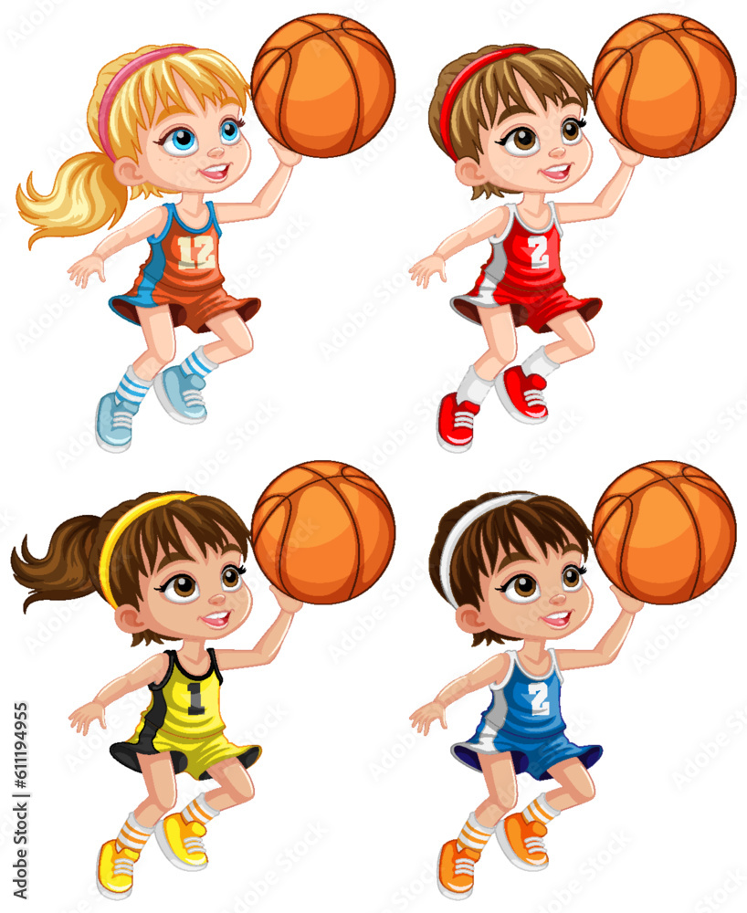 Cute basketball player cartoon character