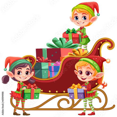 Elfs delivery Christmas gifts