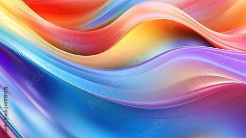 0874. Lustrous Rainbow Metal Digital Wave Background. Generative AI