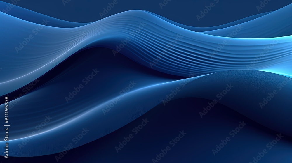 0908. Midnight Navy and Steel Blue Digital Wave Background. Generative AI