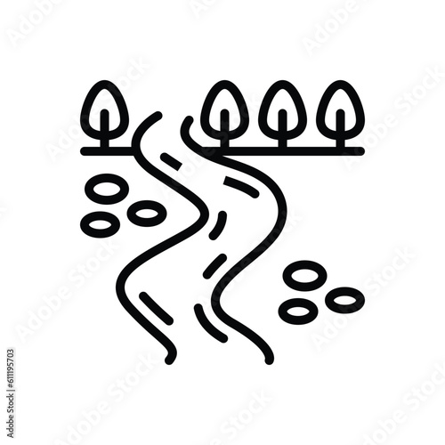 Black line icon for creek 