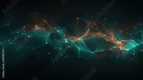 0939. Minimalist Teal and Brown Cybernetic Network Background. Generative AI