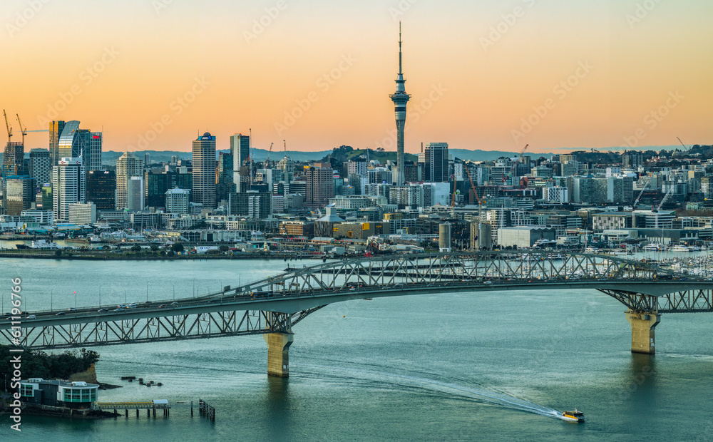 Auckland City Skyline - Sunrise - New Zealand 