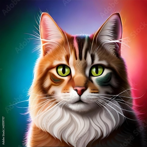 Brown cat multicolor background