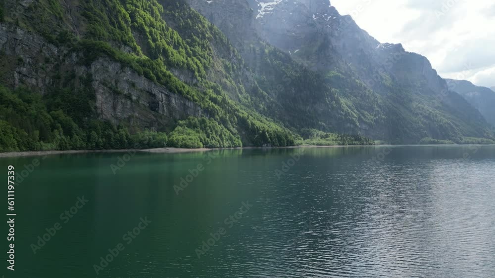 Static Shot of lake Klöntalersee Glarus Kanton, Switzerland