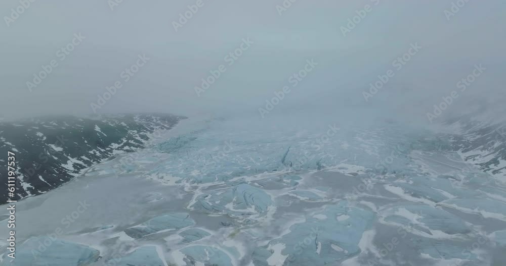 Jökulsárlón Glacier Lagoon and Vatnajökull Glacier, Iceland, Aerial View on WInter Season Jökulsárlón Glacier Lagoon and Vatnajökull Glacier, Iceland, Aerial View on WInter Season