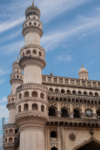 CHARMINAR with blue sky, HYDERABAD ,Telangana, India. Popular monument and tourist attraction in India.