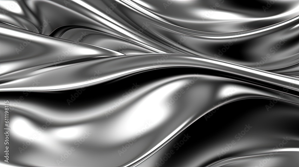 1094. Polished Silver Digital Wave Background. Generative AI