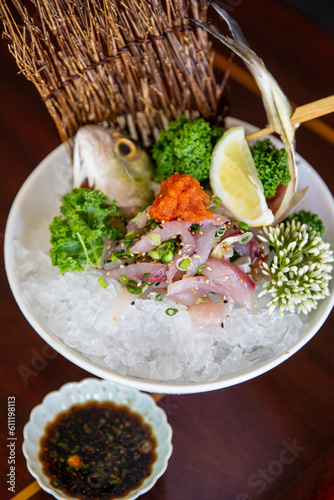 Aji Sashimi on ice photo