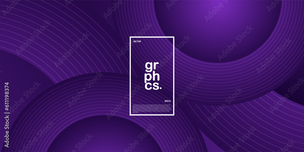 Abstract dark purple gradient illustration geometric background with 3d look circle purple and simple pattern. Dynamic design and luxury.Eps10 vector