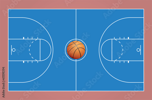 Basketball court graphic design, perfect for education or examples.