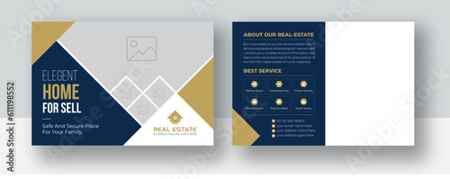Real Estate Postcard Vector Template | Modern And Elegant Postcard Template For Home Sale | Postcard or Eddm postcard design template