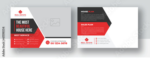 Real Estate Postcard Vector Template | Modern And Elegant Postcard Template For Home Sale | Postcard or Eddm postcard design template