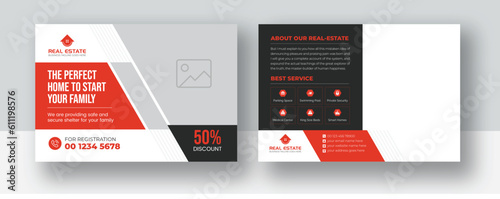Real Estate Postcard Vector Template | Modern And Elegant Postcard Template For Home Sale | Postcard or Eddm postcard design template