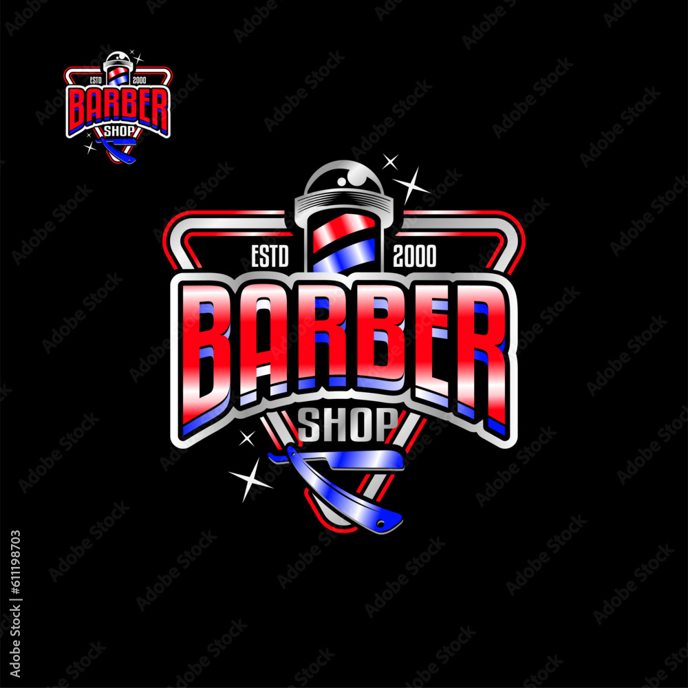 barber shop logo emblem vintage style vintage label, badge, or emblem on gray background. Vector template