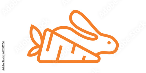 logo design rabbit and carrot minimalist line icon vector illustration