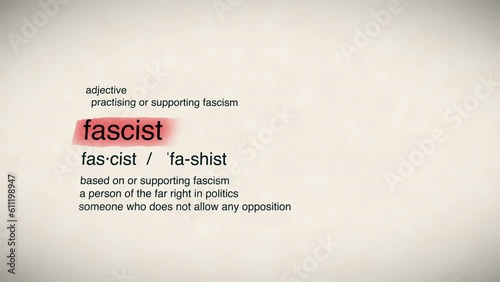 The Word Fascist Red Highlighted in a Dictionary Animation photo
