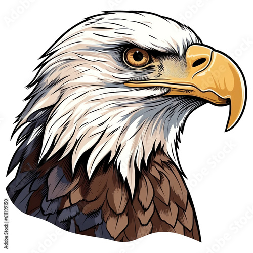 Bald eagle head portrait isolated illustration - Generative AI