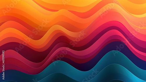 1205. Teal Orange and Pink Digital Waves Background. Generative AI