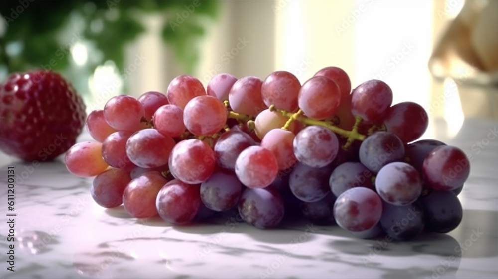 a bunch of purple grapes on the table, generative ai a bunch of purple grapes on the table, generative ai
