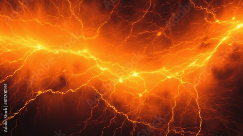 a background with yellow lightning and thunder, generative ai