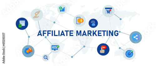 Affiliate marketing program icon connected concept of internet sales method of affiliation photo