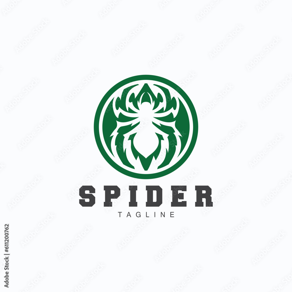 Spider Logo, Insect Animal Vector, Minimalist Design Symbol Illustration Silhouette