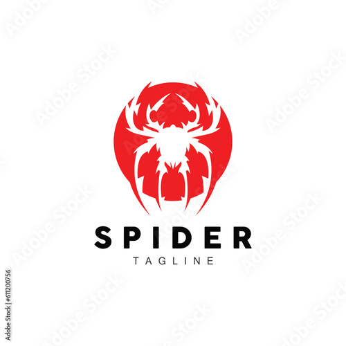 Spider Logo, Insect Animal Vector, Minimalist Design Symbol Illustration Silhouette