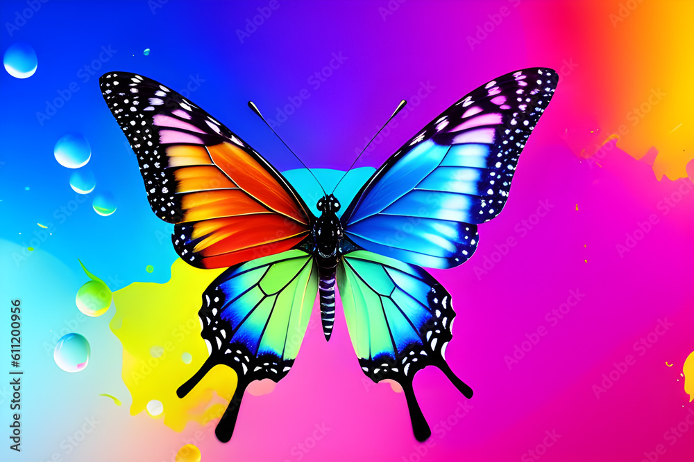 A butterfly on a multi colorful background