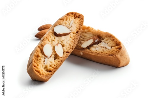 A biscotti with almond slices on top. generative AI