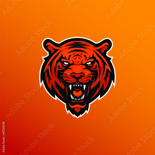 Tiger head esport mascot logo for gaming  baseball  soccer team. Silhouette of tiger head vector illustration.