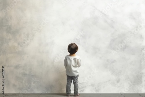 A child looking at a blank page the untouched surface symbolizing loneliness. generative AI