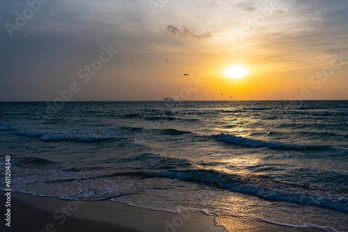 dramatic seascape horizon at sunrise sky. photo of seascape horizon at sunrise.
