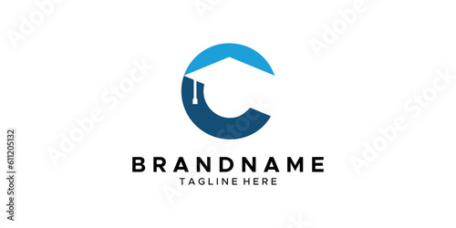 a C themed graphic image of graduation cap, white background. base vector graphics.