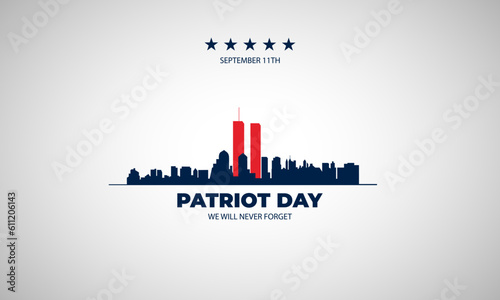 Print op canvas Patriot Day September 11th with New York City background vector illustration