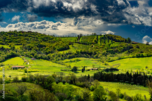 Die sch  ne Landschaft der Toskana in Italien im Fr  hling