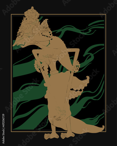 Indonesian wayang rukmini shadow puppet vector photo