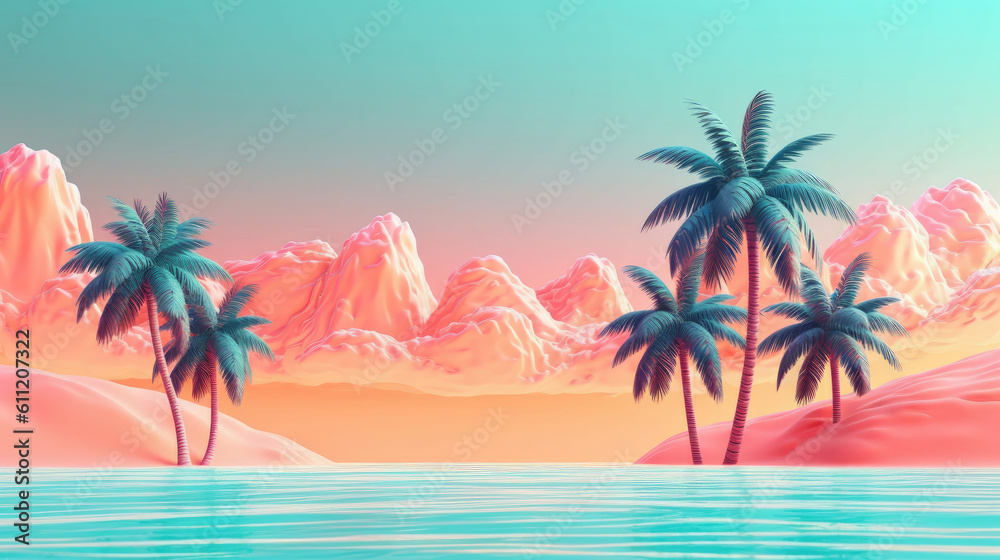 Pastel colors of tropical beach background. Summer holiday and travel vacation concept, Generative AI