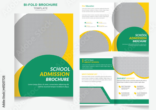 Obraz na płótnie Education Bifold Brochure with modern abstract school admission brochure design template w salonie