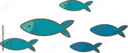 School of fish illustration for decoration on marine life, fishing and ocean concept.