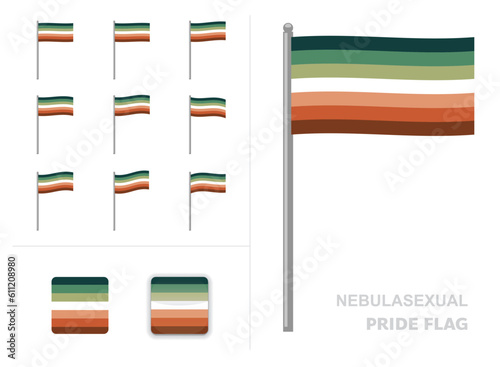 Nebulasexual Pride Flag Waving Animation App Icon Vector photo