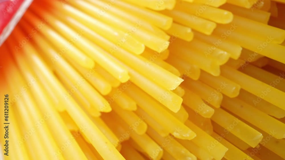 Captivating close-ups of uncooked spaghetti reveal its delicate texture, as each strand boasts a smooth surface, forming an intricate dance of elegance. Spaghetti background. 4K HDR
Captivating close-ups of uncooked spaghetti reveal its delicate texture, as each strand boasts a smooth surface, forming an intricate dance of elegance. Spaghetti background. 4K HDR