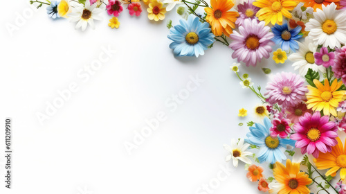 flowers on white isolated background with Ai generated.