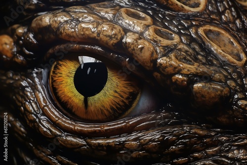 Crocodile Eye detailed portrayal of the reptiles. generative AI © busra