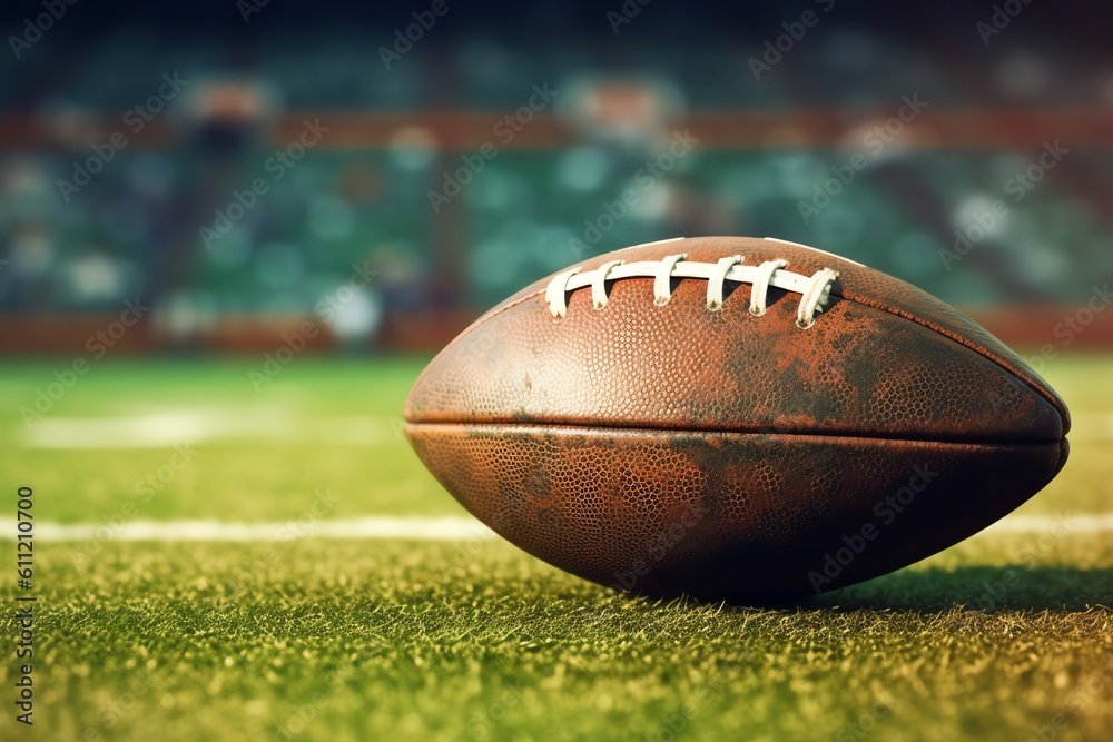 An aged leather football. generative AI An aged leather football. generative AI