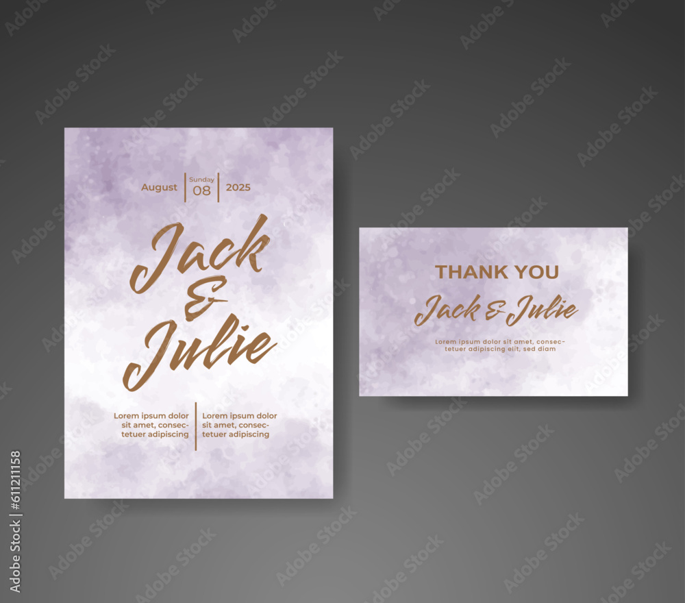 Wedding invitation with abstract watercolor background